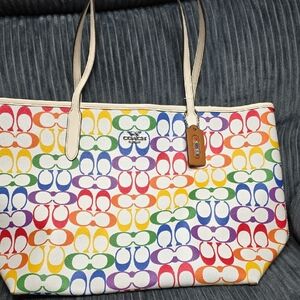 Coach Rainbow Signature Tote